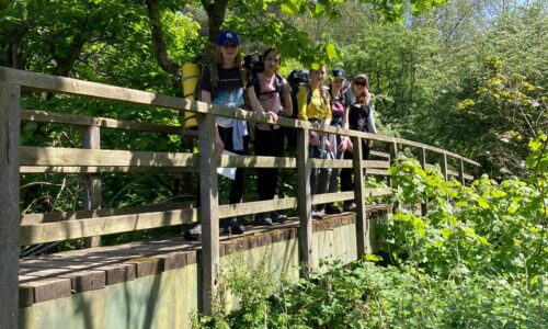 Students hiking whilst taking part in their DofE expedition