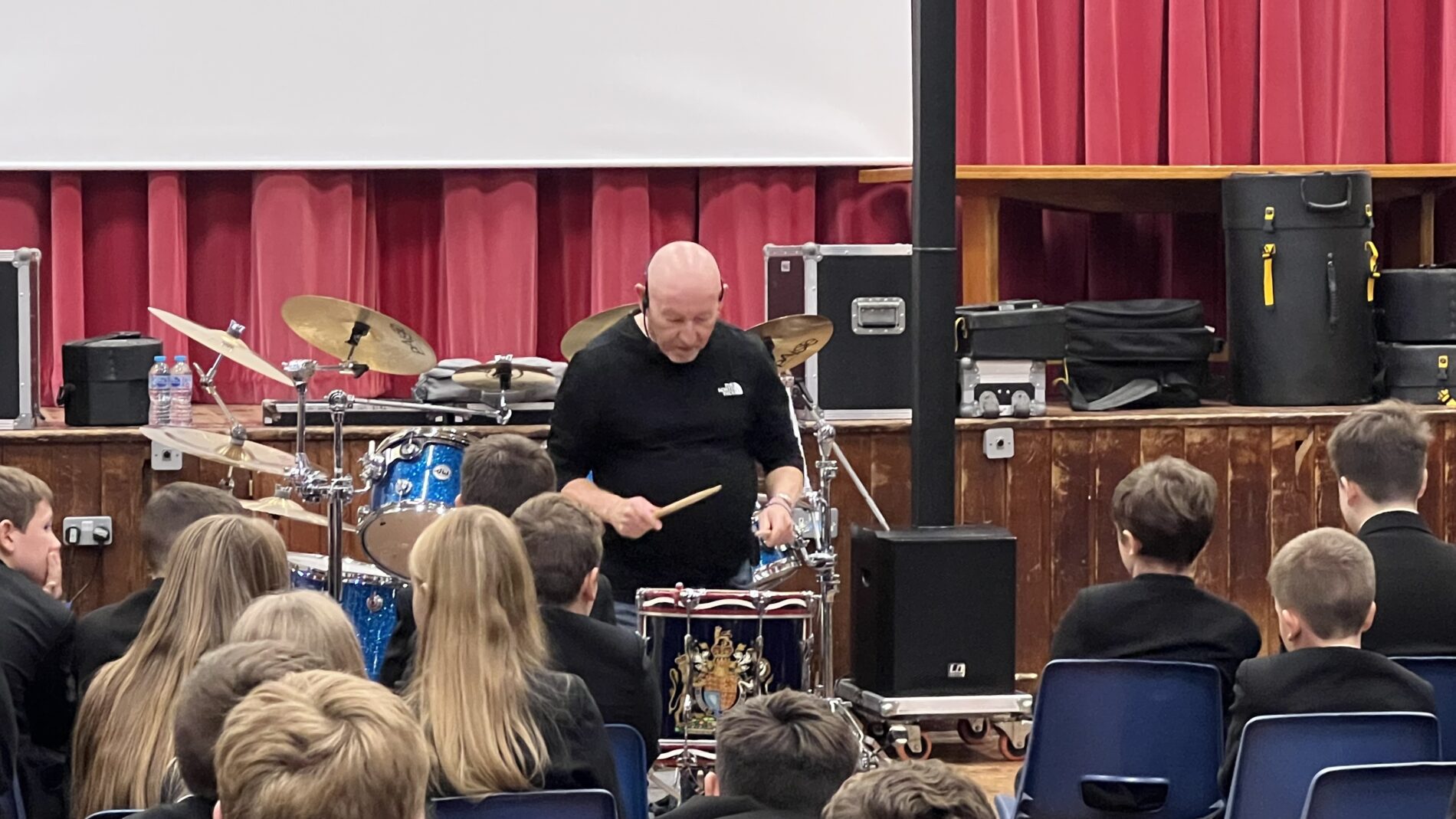 Jeff Rich demonstrating a modern military style drum